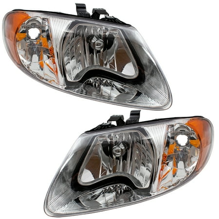 Voyager Headlight Set - BROCK Headlights Headlamps Driver and Passenger Replacements for Dodge Caravan Chrysler Town & Country Voyager Van 4857701AC 4857700AC