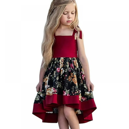 

Girls Dress Kids Floral Sundress Ruffle Bohemian Dress Summer Casual Dress Beach Dress