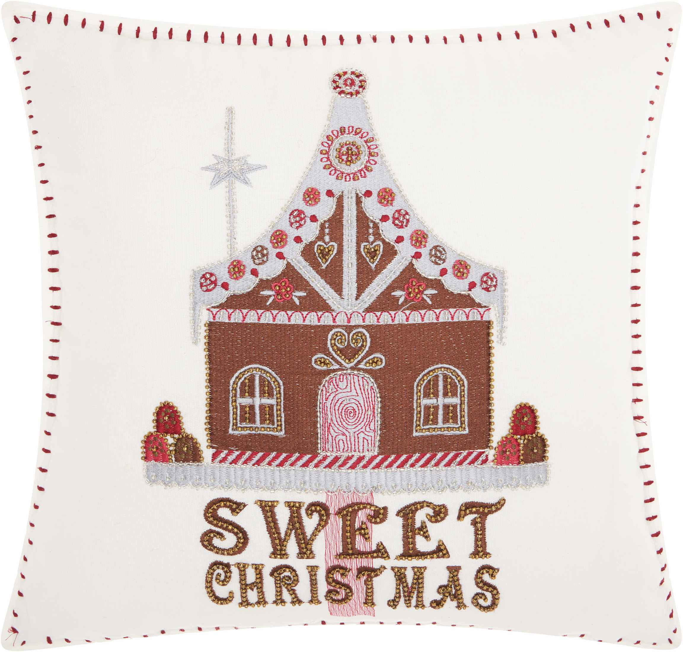 Nourison Christmas Sweet House White Throw Pillow