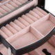 thumbnail image 5 of Caja de joyería de 3 capas, estuche de almacenamiento para collares, soporte de exhibición de anillos, organizador de maquillaje para mujeres, negro, 5 of 8