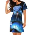 thumbnail image 2 of Easygdp Blue Viper Snake 2 Camisón de manga corta para mujer, informal, estampado, 2 of 6
