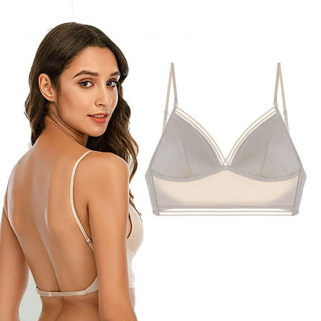 

Deep Back Bra Deep V No Steel Ring Invisible Underwear U Bra Push Up Backless Beige L