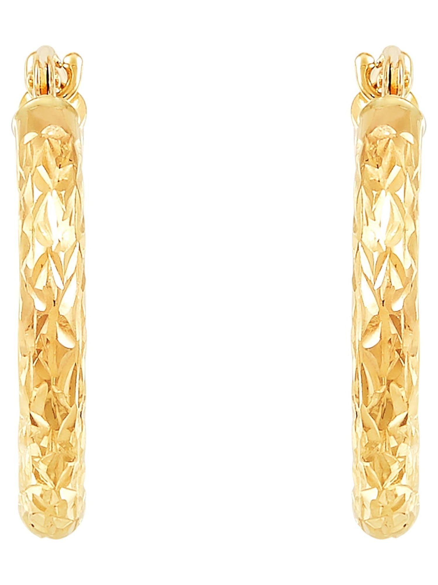 Brilliance Fine Jewelry 10K Yellow Gold 2.5MMx18MM Hollow Round Hoops Earrings