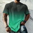 thumbnail image 2 of OIOLOYJM T-Shirts For Men Gradient Crew Neck Short Sleeve Summer Casual Tees Tops Loose Fit Breathable Basic Athletic T Shirt Green 5XL, 2 of 5