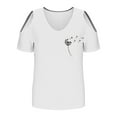 thumbnail image 4 of JMKQLZ Women's Printing Blouses Short Sleeved V-Neck Off Shoulder Fashionable Top, 4 of 5