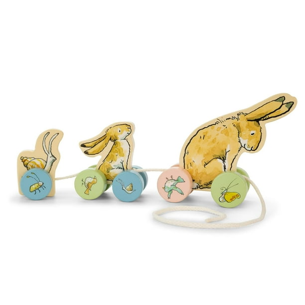 Los niños prefieren Adivina cuánto te amo Personajes de juguete de madera del libro en 3 segmentos Juguete clásico de 5 pulgadas de alto para niños pequeños y niños