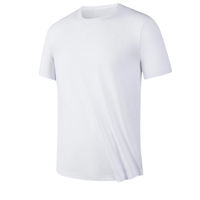 T-shirt de Sport pour Homme à Séchage Rapide, Manches Courtes, Col Rond, Haut Évacuant l'Humidité, 98 % Polyester 2 % Élasthanne