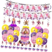 SKYSONIC Luli Pampin Party Decorations, Musical Birthday Banner Honeycomb Centerpieces Hanging Swirls Cupcake Cake Toppers Party Balloons for Fans Birthday Shower Party Supplies