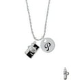 thumbnail image 2 of Delight Jewelry Silvertone Black Camera Silvertone Script Initial Disc - P - Charm Necklace, 20"+3", 2 of 4