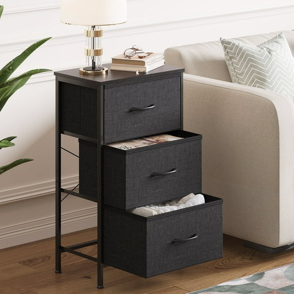 Casacomoda Dresser for Bedroom Nightstand Small Dresser Chest of Drawers End Table for Living Room, Closet Dresser with 3 Storage Drawers Organizer Clothes, Black