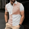 thumbnail image 2 of YLSDY Men's Button Collared Shirts Short Sleeve 2025 Casual Button Collared T Shirt Color Block Slim Fit Summer Collared Golf Shirts Pink M, 2 of 3