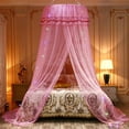 thumbnail image 1 of Baldaquin de Lit Princesse en Maille, Baldaquin de Berceau avec Dôme Rond et Filet Féerique pour Lit d'Enfant, Tente de Jeu Château pour Enfants, Baldaquin de Coin Lecture pour Filles, Bébés et Tout-Petits, 1 of 5