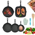 thumbnail image 1 of Sartenes de hierro fundido juego de 5 antiadherentes con espátula y guantes sartén de hierro forjado grill para freír saltear filete salmón 10 14 16 2, 1 of 8