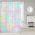 thumbnail image 2 of Manfei Dreamy Watercolor Stars Shower Curtain 72Wx72L,Kawaii Cartoon Theme Bathroom Curtain,Multicolor, 2 of 5