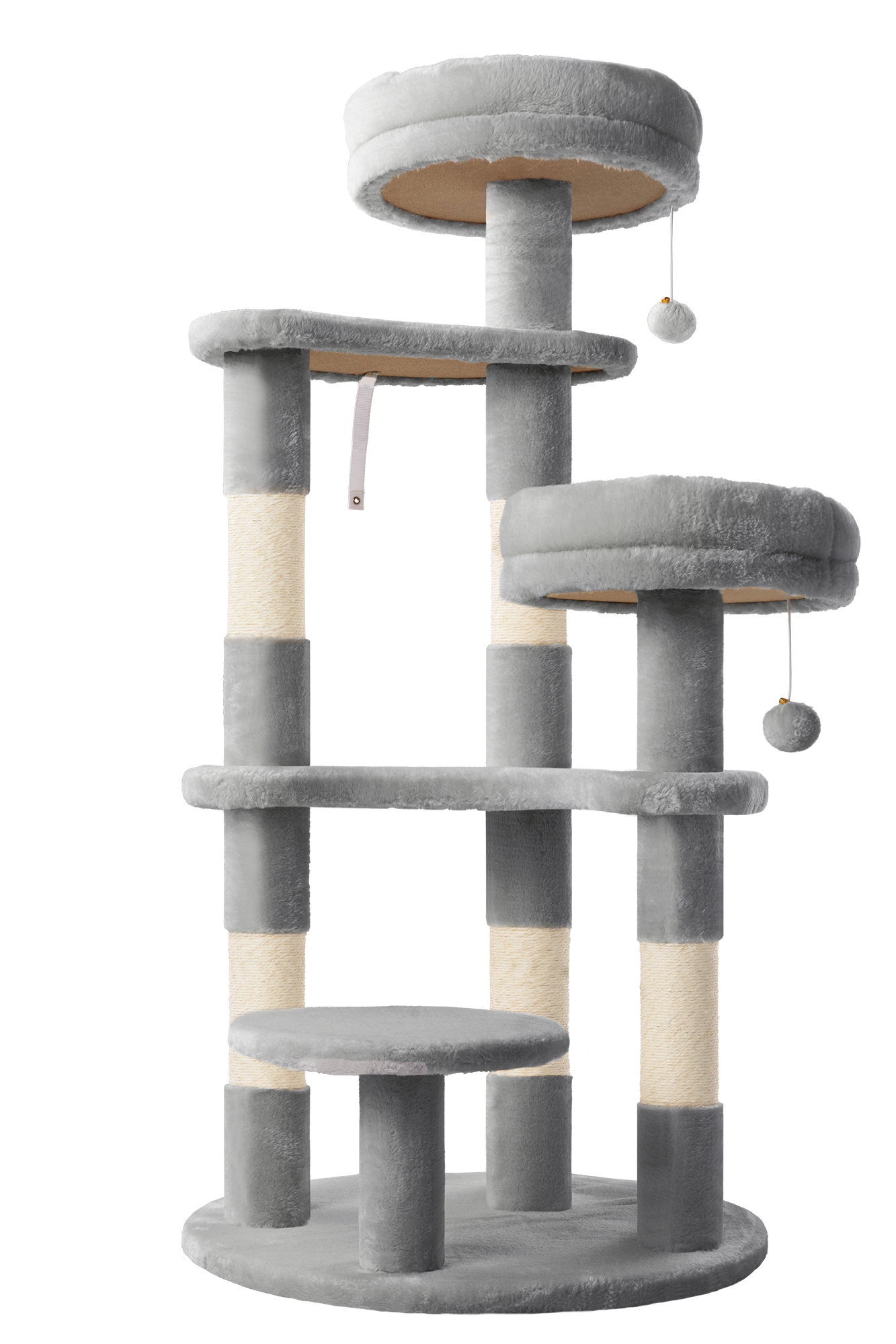 Amolife 55.5" Large Cat Tree and Tower with 5 Scratching Posts, Cat Perches for Indoor Cats and Kittens, Gray