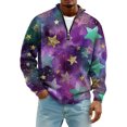 thumbnail image 5 of LNZGNM Mardi Gras Mens Shirt 1/4 Zip Plus Size Printed Sweatshirts Stand-Up Collar Long Sleeve Tops Stylish Mardi Gras Outerwear,Purple L, 5 of 7