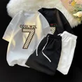thumbnail image 2 of Traje unisex Harajuku con estampado de gofres para hombre, camiseta de manga corta y pantalones cortos, traje deportivo para hombre, conjunto de 2 piezas para correr, 2 of 5