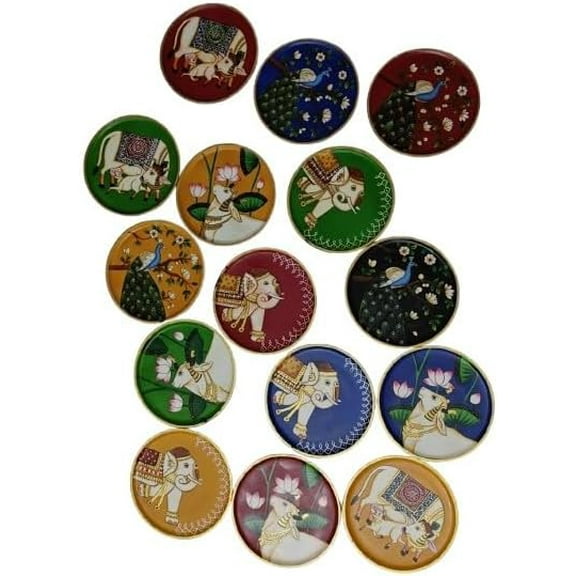 wooden hand painted 12" plate wall hanging , set of 2