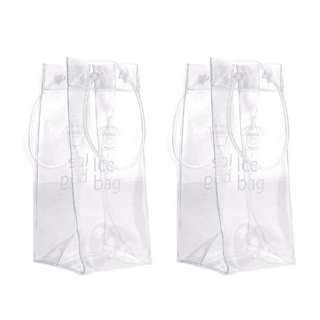 

2 Pack Portable Collapsible Clear Ice Wine Bag Pouch Cooler Bag with Handle for Party Outdoor Champagne Cold Beer White Wine