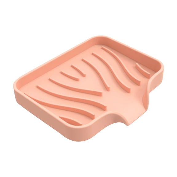 1 Pcs Silicone Soap Dish with Drain, Bar Soap Holder for Shower,Bathroom and Kitchen Sink Organizer,Self Draining Waterfall Soap Tray, 4.72x3.93x0.66 Inch,Pink