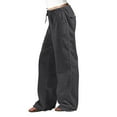 thumbnail image 5 of WREESH Womens Cotton Linen Pants Casual Color Fashionable Pocket Elastic Waist Straight Pants Dark Gray, 5 of 5