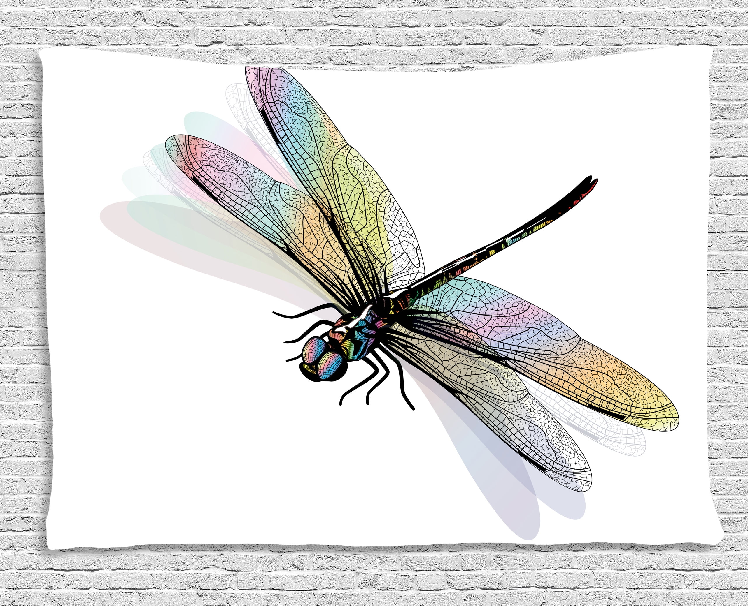 Dragonfly Tapestry, Shady Dragonfly Pattern with Ornate Lace Style