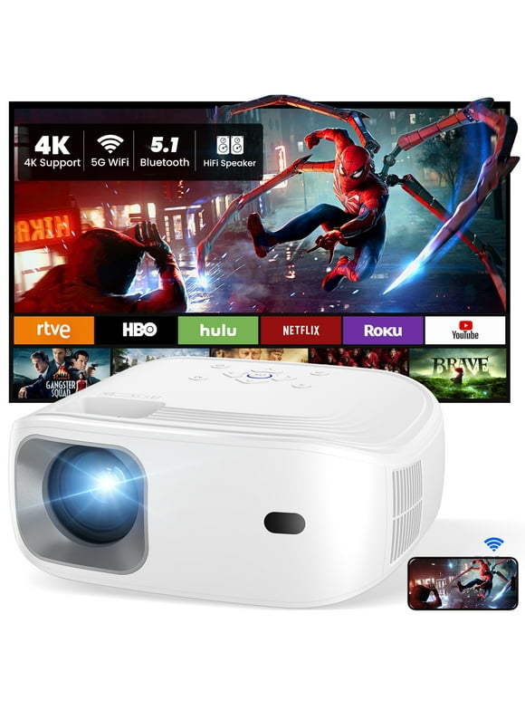HONPOW 4K Support Portable Mini Projector with Wifi/Bluetooth/Speaker 11000Lumens Projectors for Outdoor Movies Home Theater