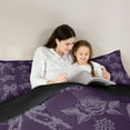 thumbnail image 4 of jejeloiu Kawaii Bow Ribbon 7pcs Bedding Comforter Set,Retro Rustic Flower Queen Bedding Sets,Purple Gray Queen Sheet Sets For Girl,Microfiber Bedroom Decor Reversible, 4 of 8