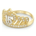 thumbnail image 2 of Ioka - 14K Two Tone Solid Gold CZ 15 Years Birthday Princess Quinceanera Ring - Size 4.5, 2 of 7