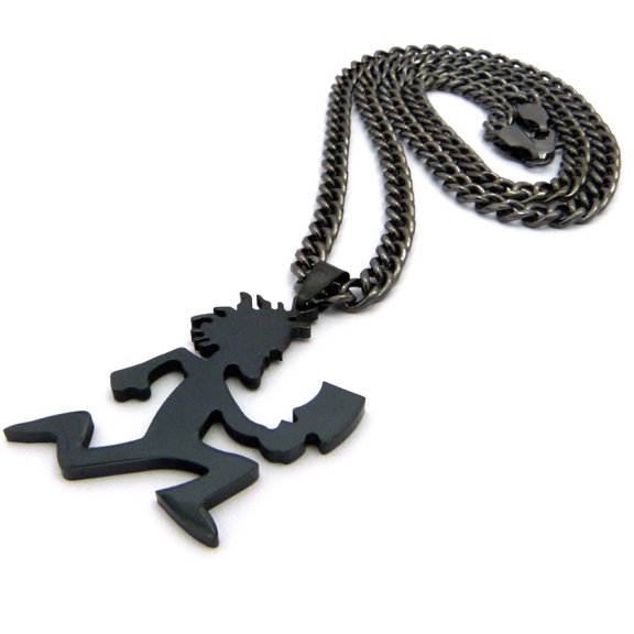 HIP HOP BLACK HATCHET MAN STAINLESS STEEL PENDANT & 4mm 20" CUBAN CHAIN NECKLACE