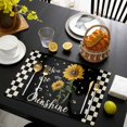 thumbnail image 3 of Sunflower Vingra Placemats Set of 4, Farmhouse Garden Floral Bees Plaid Placemats for Dining Table, Place Mats for Kitchen Tabletop, Waterproof Wipeable Dining Table Mats Set, 3 of 9