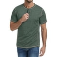 thumbnail image 2 of GIRUNS Men's Henley Short Sleeve Shirt Cotton Button T-Shirt Lightweight Summer Casual Tee Green L, 2 of 6