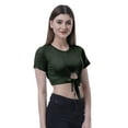 thumbnail image 4 of Moomaya Women Front Knot Crop Top Short Sleeve Round Neck Tee Shirt Knotted Tops, 4 of 7