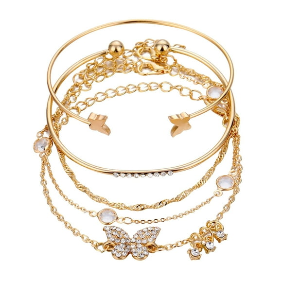 Bmisegm Stylish Bohemian Alloy Bracelet Set with Detailing Trendy Jewelry for Everyday Wear for Her Unique Fashion Accessory Multiple Stackable Designs 5PCS Bracelets Black