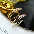 thumbnail image 4 of Cara Lady Needle Hoop Earrings For Women Jewelry Rose Gold Statement Rhinestone Crystal Punk Large Round Earrings Birthday Anniversary Valentines Day Gift Rose Gold, 4 of 4