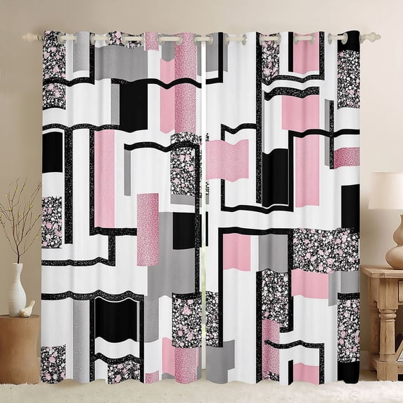 Castle Fairy Rectangle Black Out Curtains,Geometric Curtains Pack of 2 (42x63 Each)