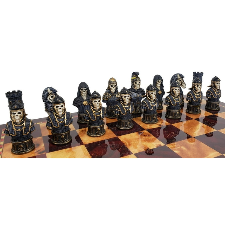 Medieval Times Skull Busts Gothic Fantasy Chess Set W/ 18