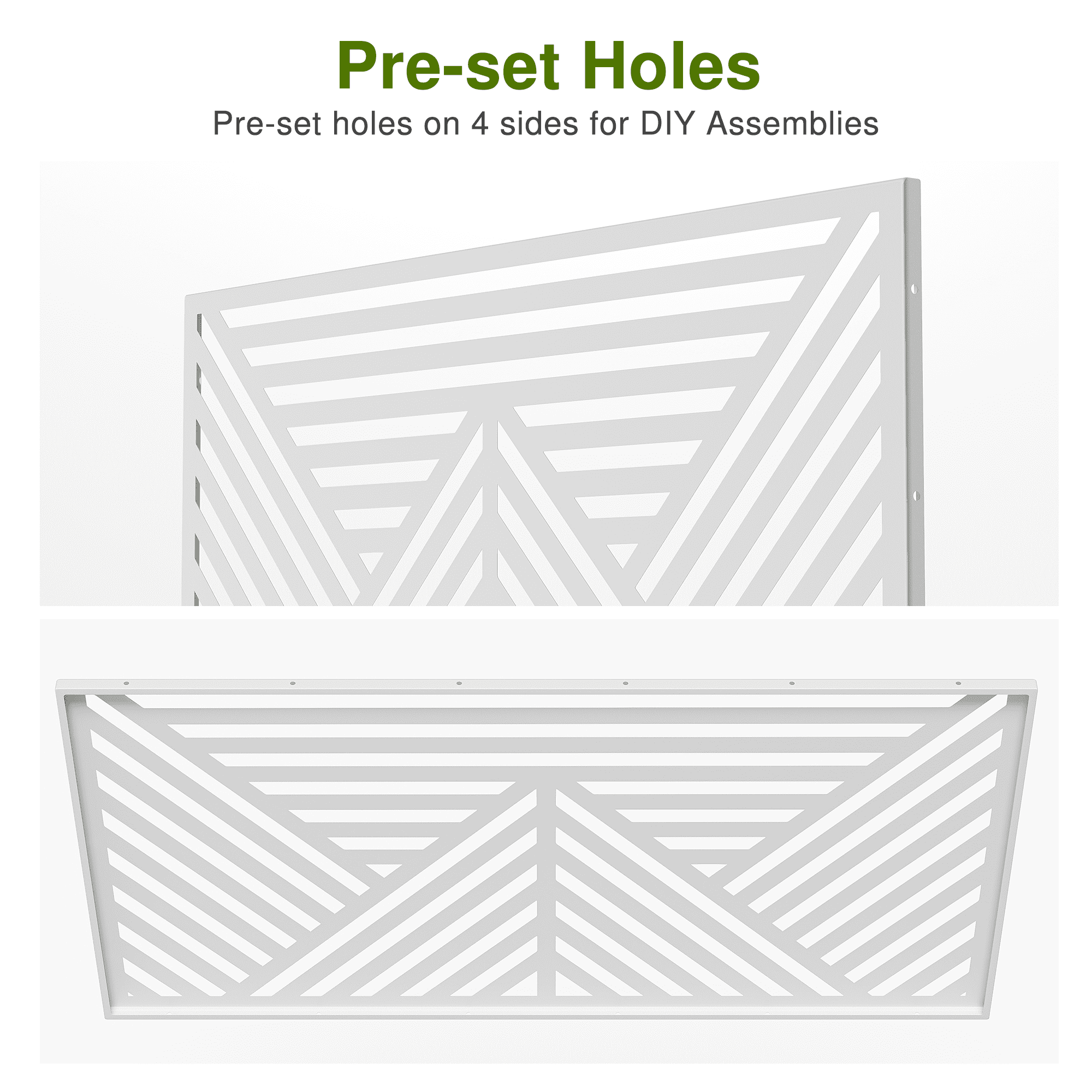 MAYEERTY Decorative Metal Screen – Durable Galvanized Steel Partition,White