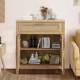 thumbnail image 7 of 30" Rattan Accent Cabinet with Drawer, Boho Sideboard Storage Cabinet with Doors and Adjustable Shelf, Small Buffet Console Coffee Bar Organizer TV Stand for Entryway Dining Room, Natural Wood, 7 of 7
