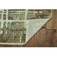 thumbnail image 5 of 8â€™ Round Ivory Khaki Distressed Plaid Area Rug, 5 of 7