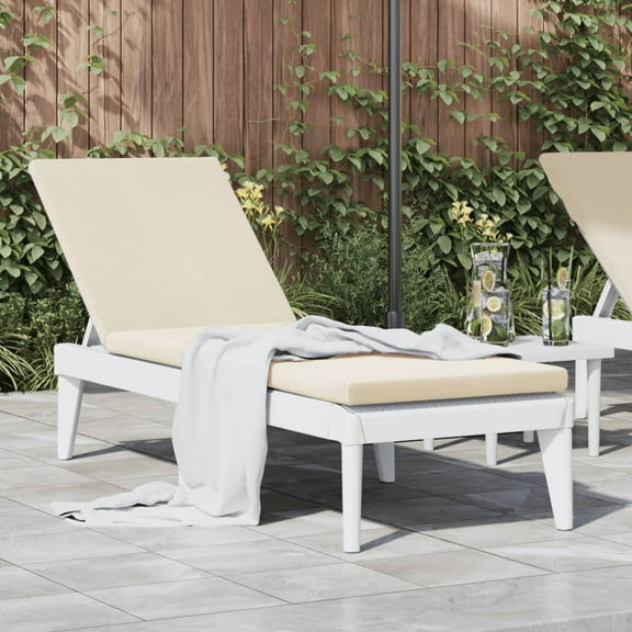 vidaXL Sun Lounger with Cushion White 73.2"x23.6"x11.4" PP