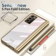 thumbnail image 6 of Allytech for Samsung Galaxy Z Fold 2 5G Case with S Pen Holder, Hard PC + Soft TPU Clear Crystal Transparent Shockproof Plating Cover Case with Tempered Film & Pen for Galaxy Z Fold 2 7.6", Gold, 6 of 6