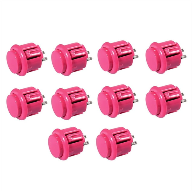 10 Botones Arcade de 24 mm, Responsivos, para Entusiastas de los Videojuegos, Color Rosa.