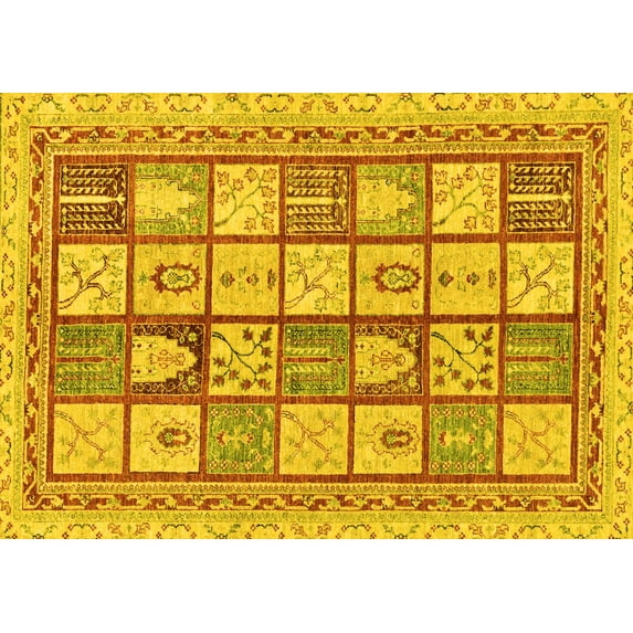 Ahgly Company Indoor Rectangle Abstract Yellow Modern Area Rugs, 7' x 10'