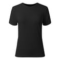 thumbnail image 3 of SHITINN Tops for Women Womens Summer Short Sleeve Tops O Neck Ribbed Slim Fitted Shirts Casual Tee Tshirt Short Sleeve Womens Tops Clothes for Women, 3 of 4