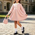 thumbnail image 2 of Busydd Girls Knit Long Sleeve Dress 1-8 Years Fashion Comfy Solid Color A Line Fall Dress Casual Cute Knee Length Girls Sweater Dresses 2-3 Years, 2 of 10