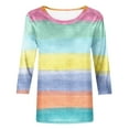 thumbnail image 5 of Women's Casual Round Neck Carnival Colorful Printed Three Quarter Sleeved T Shirt Top Turtle Necks for Womens Long Sleeve Pack Stripped Short Sleeve Shirt Women Women Turtle Neck Long Sleeve Shirts, 5 of 6