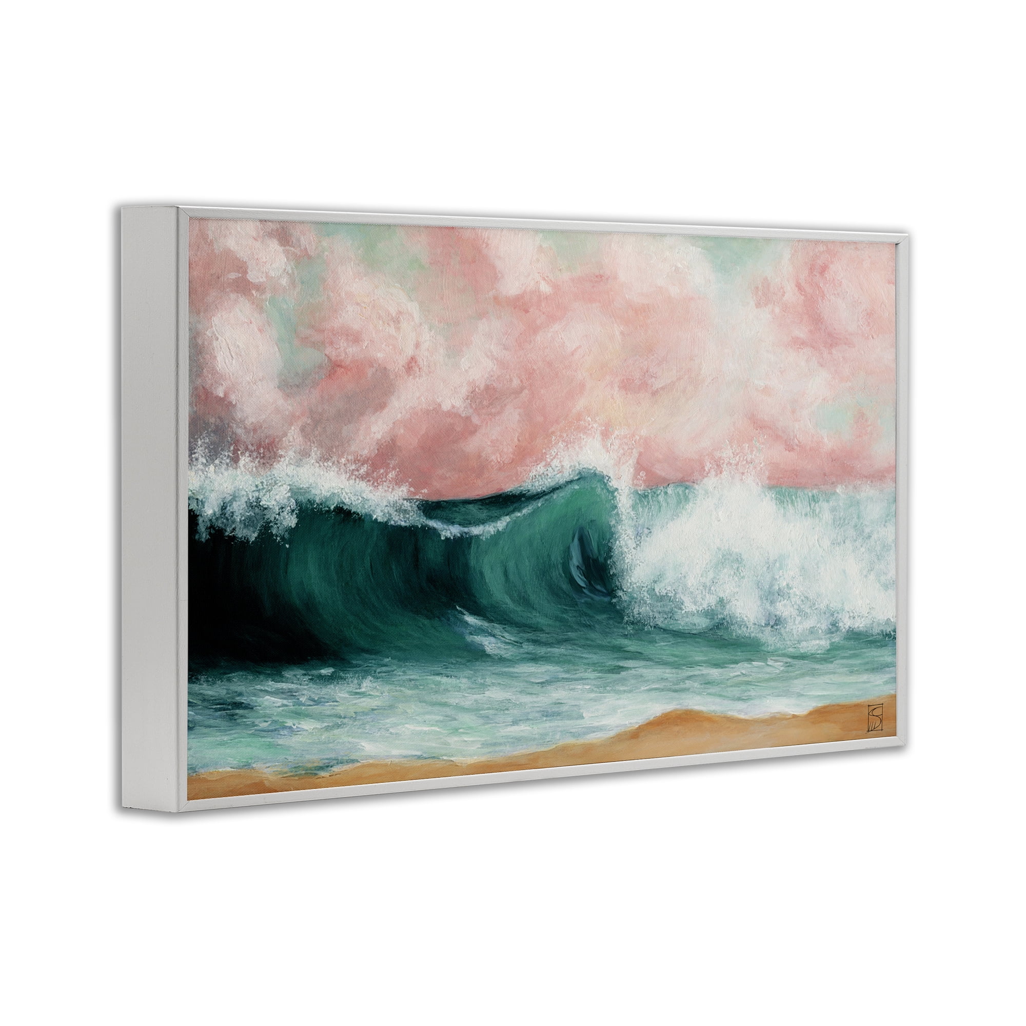 Crashing Seascape Waves White Framed Giclee Art, design by Sara Culpepper