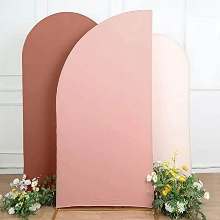 Image of Efavormart 7Ftx3ft Matte Dusty Rose Fitted Spandex Half Moon Wedding Arch Cover Fit Chiara Backdrop Stand Cover