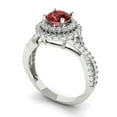 thumbnail image 2 of 1.3125 ct Round Cut Natural Garnet with Simulated Diamond Halo Accents 18K White Gold Womens Engagement Ring, 2 of 5